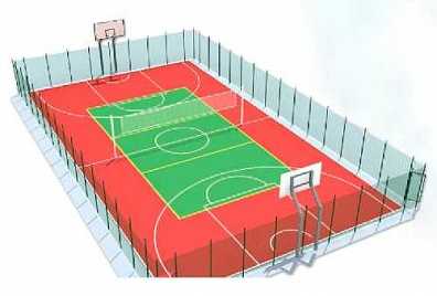 Универсальная спортивная площадка 26 м x 15 м (баскетбол, волейбол, бадминтон, теннис)