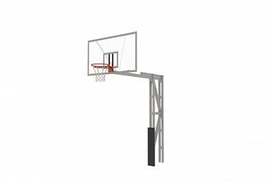 Стойка баскетбольная уличная с защитой, щитом из оргстекла, аморт. кольцом и сеткой, вынос 325 см