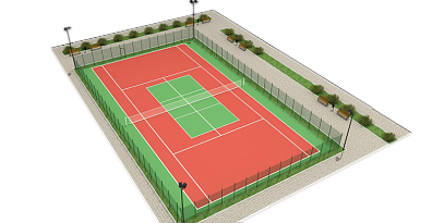 Теннисный корт с резиновым покрытием