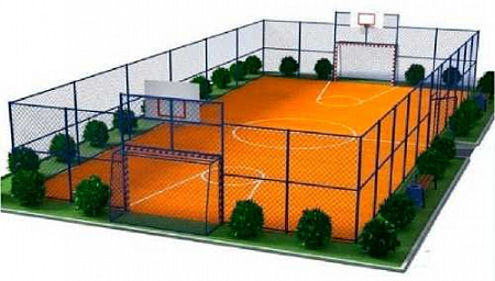 Многофункциональная спортивная площадка 30 м x 15 м (минифутбол, баскетбол, волейбол, бадминтон, теннис)