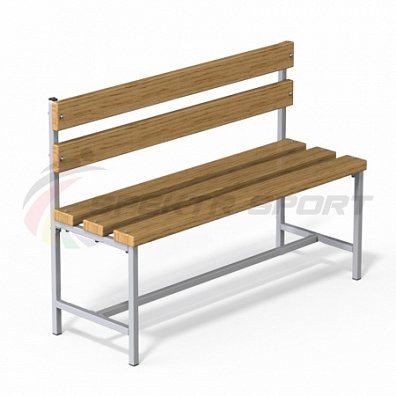 Скамейка для раздевалок со спинкой (цельная) 1500 мм