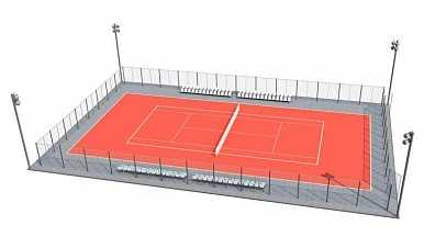 Теннисный корт с грунтовым покрытием "Теннисит"